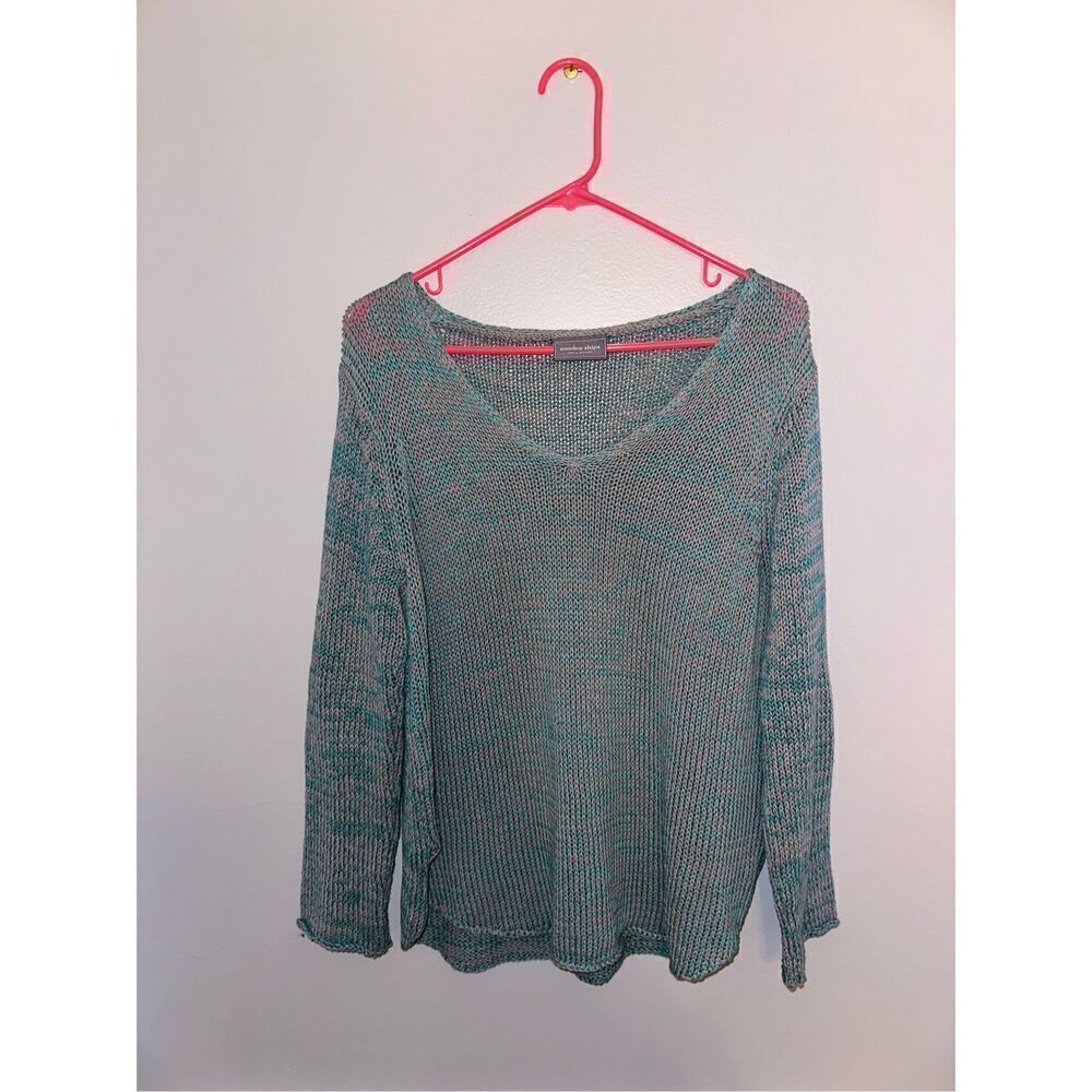 Wooden Ships S/M Green Gray Woven Sweater